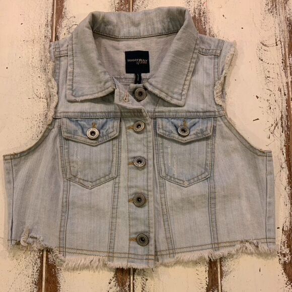 Highway Jeans Cropped Jean Vest - Picture 1 of 9